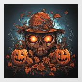 Kunstschädel und Jack-o-Lanterns Fensteraufkleber (Blatt)