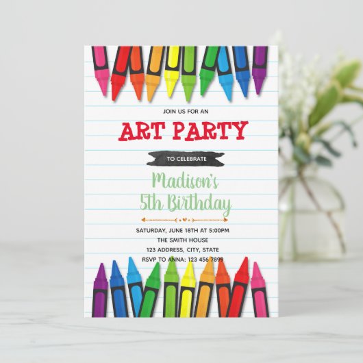 Kunstschatz Geburtstagsfeier Einladung (Stehend Vorderseite)