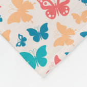 Kunstschmetterlingsmuster Beige Rosa Türkis Fleecedecke (Ecke)