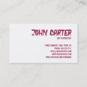 Kunstschule Rosa Magentinerkarte Splash Business C Visitenkarte (Rückseite)