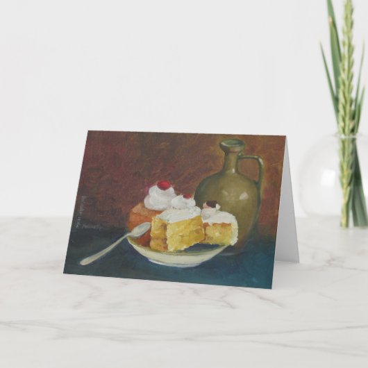 Kunstschule Stillleben - Kuchen und Jug Karte (Vorderseite)