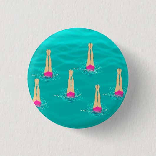 Kunstschwimmer schwimmen unter Wasser Button (Vorderseite)