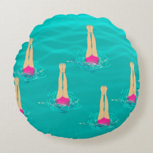 Kunstschwimmer Schwimmen Unter Wasser Schwimmparty Rundes Kissen