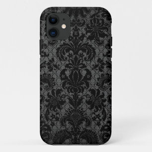 Kunstspitze schwarzes graues Damastmuster iPhone 11 Hülle