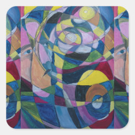 KUNSTSTICKER VON KÜNSTLER PAULA REILLY. QUADRATISCHER AUFKLEBER
