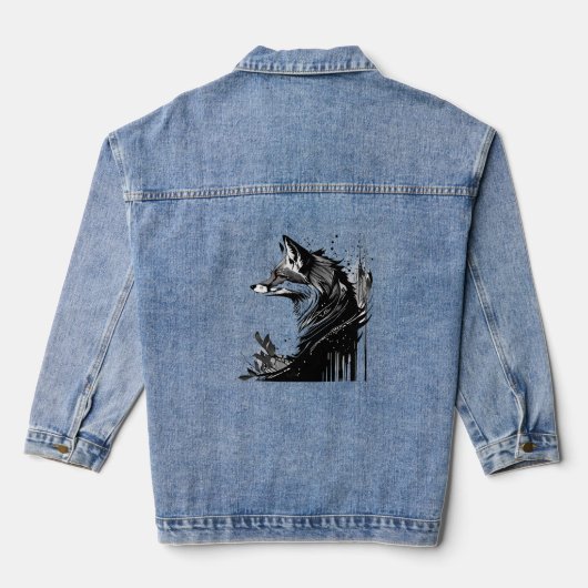 Kunststilisierte Foxen Tierart Art Jeansjacke (Rückseite)