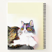 Kunststilistisches Katzenportrait mit grünen Augen Notizblock (Rückseite)