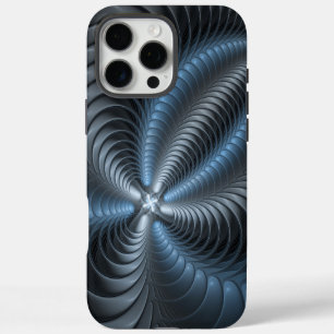 Kunststoff Blau Grau 3D Fraktal Art Moderne Abstra iPhone 16 Pro Max Hülle