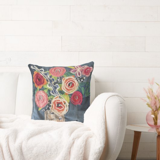 Kunststoffdeckchen mit Rosenstrauß-Kissen mit Sonn Kissen (Liege)