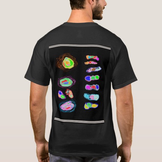 Kunststöße und Flöten im schwarzen Hintergrund T-Shirt (Rückseite)
