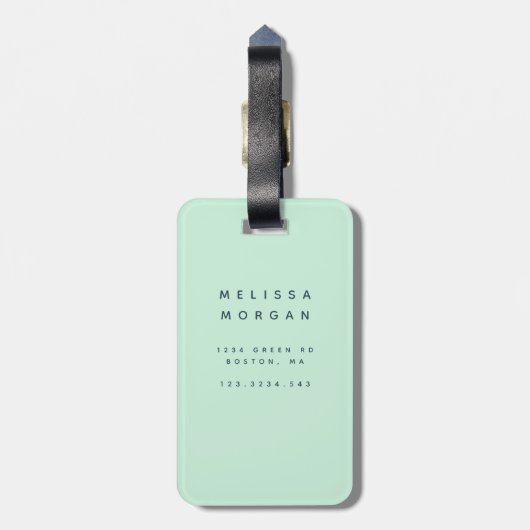 Kunststreifen, rot und türkis, Monogramm Gepäckanhänger (Rückseite vertikal)