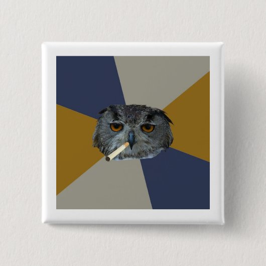 Kunststudent-Eulen-Ratetier Meme Button (Vorderseite)