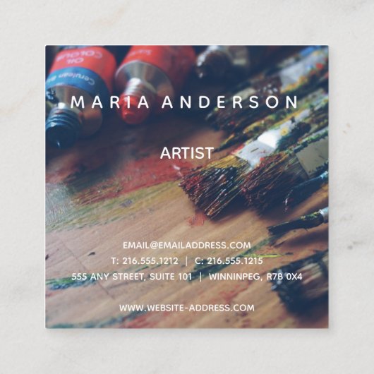 Kunststudio Quadratische Visitenkarte (Rückseite)