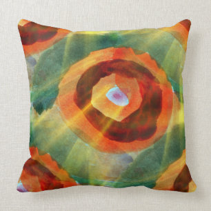 Kunsttextur abstraktes Wasser grün, orange, Kreis Kissen