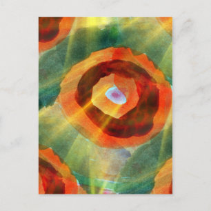 Kunsttextur abstraktes Wasser grün, orange, Kreis Postkarte