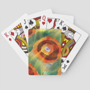 Kunsttextur abstraktes Wasser grün, orange, Kreis Spielkarten