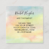 Kunsttherapeut Watercolor Quadratische Visitenkarte (Rückseite)