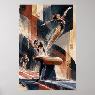 Kunstturnen Sprung Dynamisch Abstrakt Sport Poster