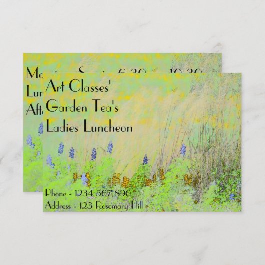Kunstunterricht-Damen-Mittagessen-Garten-Tees Einladung (Vorne/Hinten)