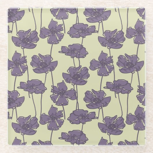 KunstVintager Blumenmusterhintergrund Glasuntersetzer (Vorderseite)