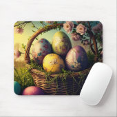 kunstvoll dekorierte Ostereier in einem Blume-Korb Mousepad (Mit Mouse)