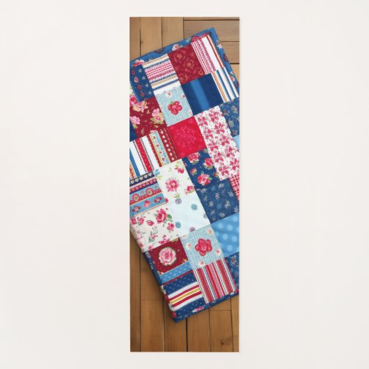 kunstvoll gefertigte Patchwork-Stepplilie Yogamatte (Vorderseite)