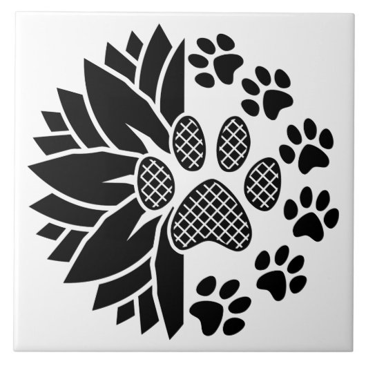 Kunstvoll gestaltete Paw Print Tile mit Natureleme Fliese (Vorderseite)