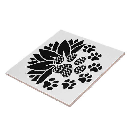 Kunstvoll gestaltete Paw Print Tile mit Natureleme Fliese (Seite)