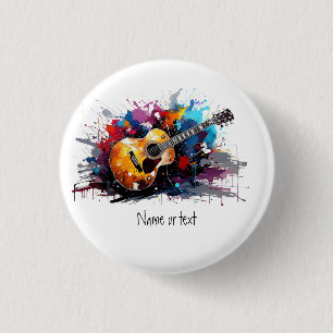 Kunstvolle abstrakte Gitarrenmusikliebhaber-Kunst Button