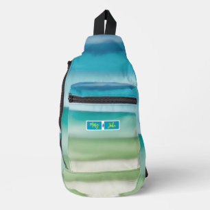 Kunstvolle abstrakte Wasserfarbe-Ozean-Horizont-Ku Crossbody Bag