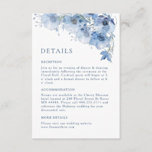 Kunstvolle Aquarellblaue Blumendetails Begleitkarte