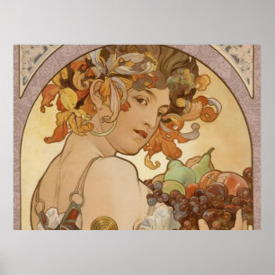 Kunstvolle Frau Mucha Art Nouveau Schön Poster