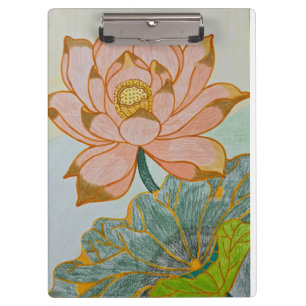 Kunstvolle Grußkarte mit goldenem Lotus-Motiv zum Klemmbrett