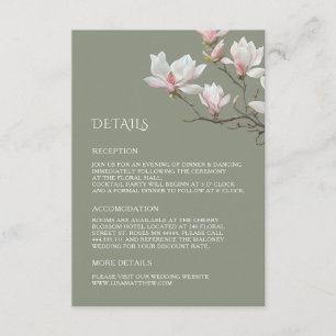 Kunstvolle Magnolie-Hochzeit-Beilagekarte Begleitkarte