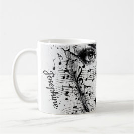 Kunstvolle Notenblatt-Gesichtskunst Schwarz Weiß K Kaffeetasse