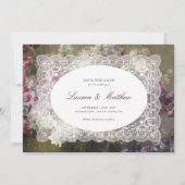 Kunstvolle Spitzenelemente - Florale Save-the-Date Save The Date (Vorderseite)