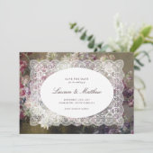 Kunstvolle Spitzenelemente - Florale Save-the-Date Save The Date (Stehend Vorderseite)