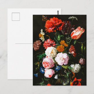 Kunstvoller Druck einer düsteren, blumigen Botanik Postkarte