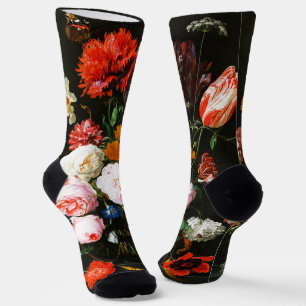 Kunstvoller Druck einer düsteren floralen Botanik  Socken