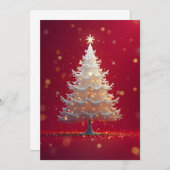Kunstvoller weißer Weihnachtsbaum Einladung (Vorne/Hinten)