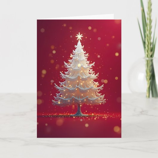 Kunstvoller weißer Weihnachtsbaum Karte (Vorderseite)
