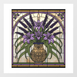 Kunstvolles Jugendstil-Buntglas  Fensteraufkleber