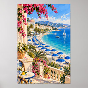 Kunstwerk der französischen Riviera-Promenade und  Poster