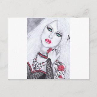Kunstwerk der schönen Damen und Blume Postkarte