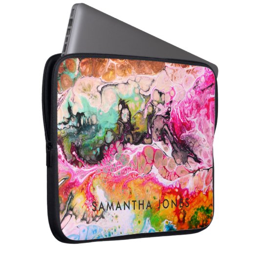 Kunstwerk farbenfrohe Farbe Stadt fett hell Laptopschutzhülle (Vorne Rechts)