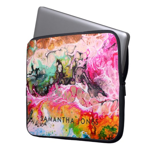 Kunstwerk farbenfrohe Farbe Stadt fett hell Laptopschutzhülle (Vorderseite Links)