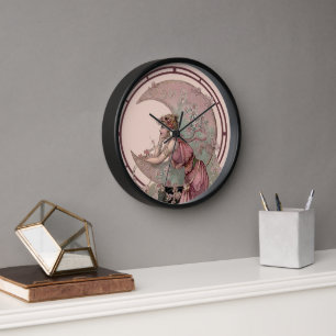 Kunstwerk Frau und Halbmond im Stil des viktoriani Uhr