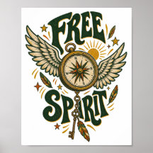 Kunstwerk 'Free Spirit Vintage Winged Compass' für