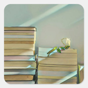 Kunstwerk für Bibliotheksliebhaber Quadratischer Aufkleber