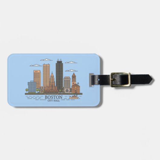 Kunstwerk Illustration Boston City, Boston Ma Gepäckanhänger (Vorderseite horizontal)